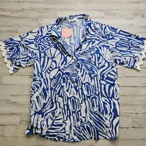 Runway Scout Women’s Size 12 Floral Hawaiian Button-Up Shirt Top Lightweight